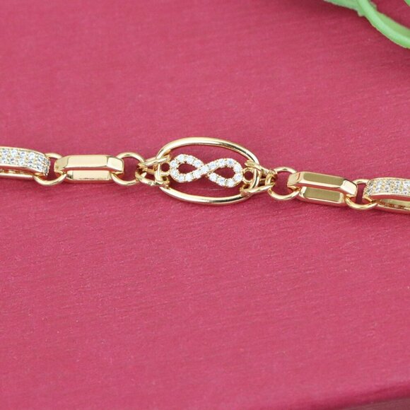 "Rose Gold Infinity Link Bracelet with Adjustable Chain, XPBL0930 - Picture 11 of 12